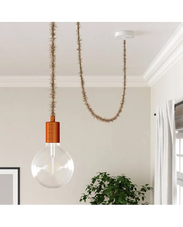 Cable eléctrico trenzado efecto peludo beige Marlene