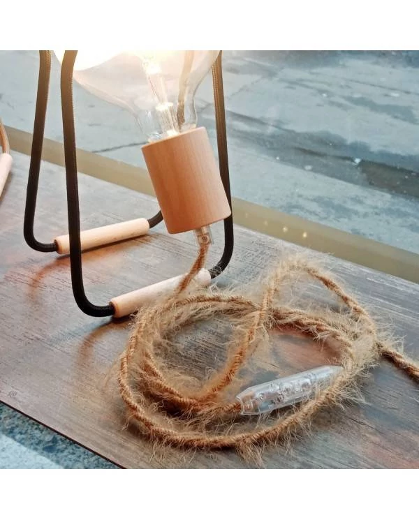 Cable eléctrico trenzado efecto peludo beige Marlene