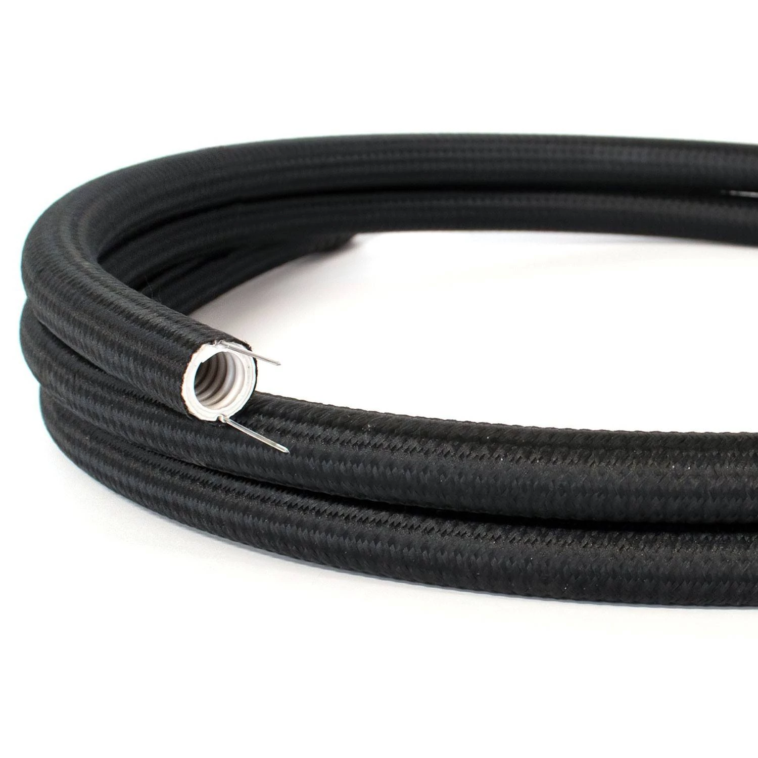 Creative-Tube, Tubo flexible con revestimiento de tela Efecto Seda Negro RM04, diámetro 20 mm