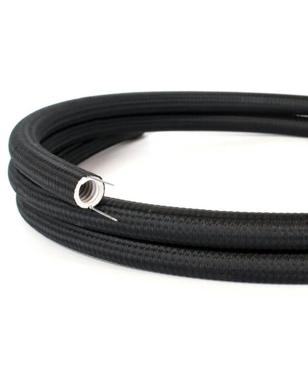 Creative-Tube, Tubo flexible con revestimiento de tela Efecto Seda Negro RM04, diámetro 20 mm