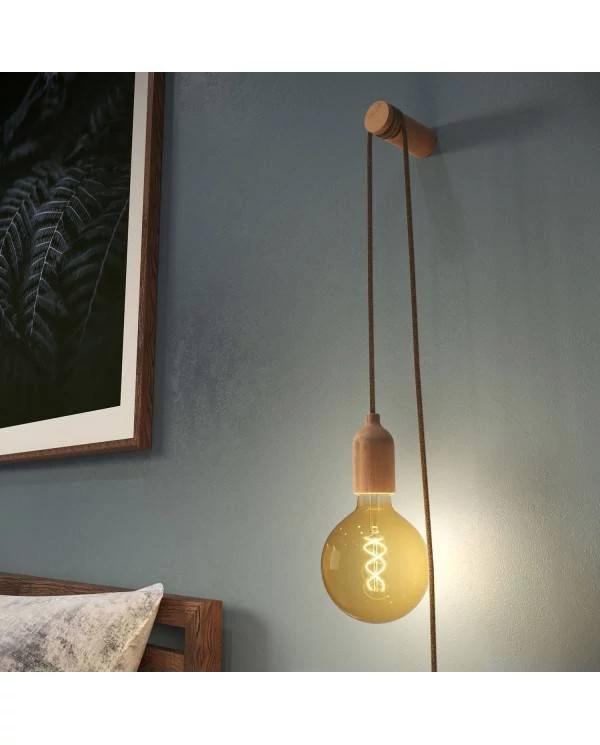 Pasacables de madera, fijación a pared para cable textil