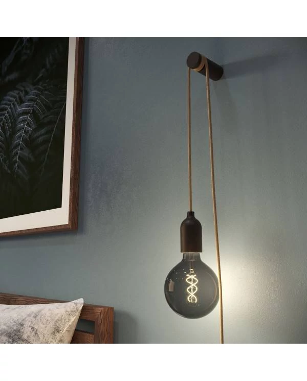 Pasacables de madera, fijación a pared para cable textil