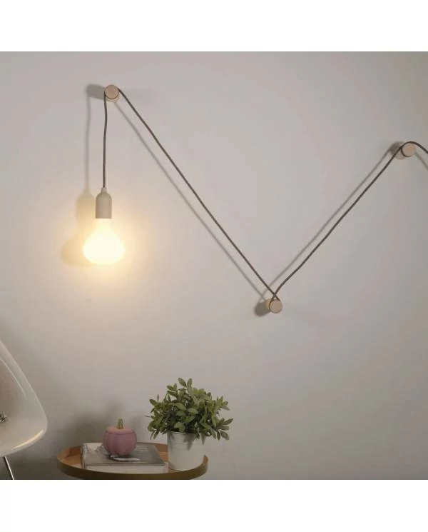 Pasacables de madera, fijación a pared para cable textil