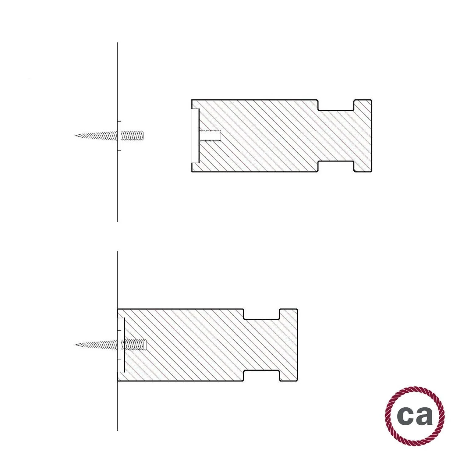 Pasacables de madera, fijación a pared para cable textil