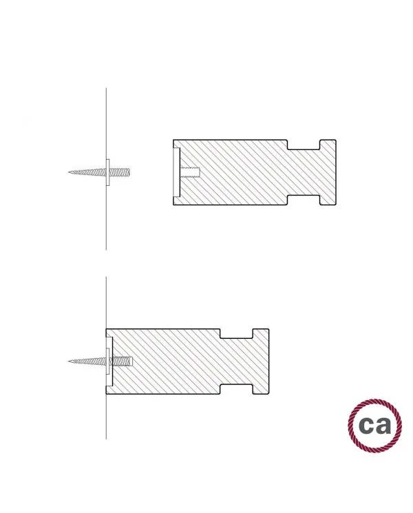 Pasacables de madera, fijación a pared para cable textil
