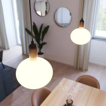 Lámpara colgante Made in Italy con acabados en madera