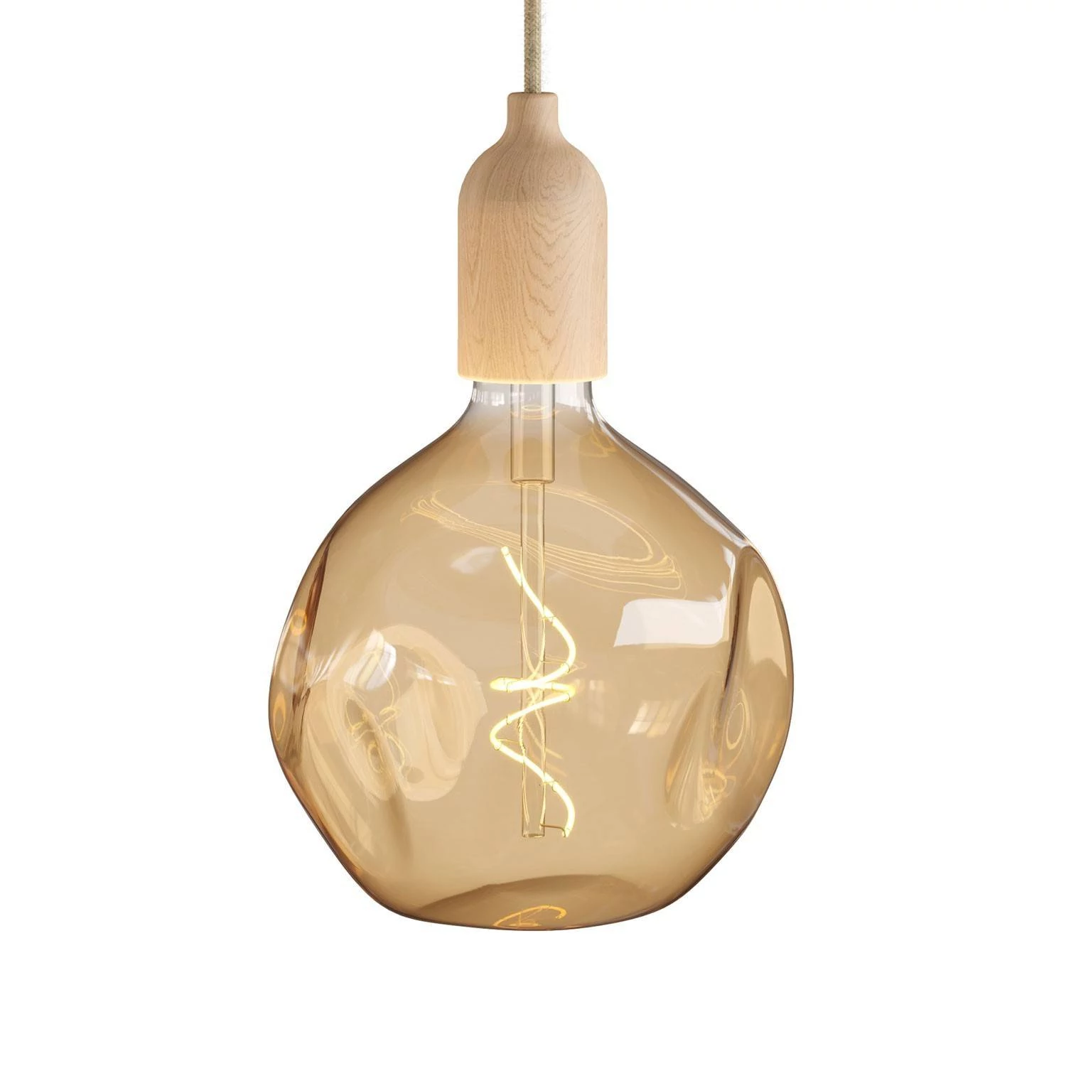 Lámpara colgante Made in Italy con acabados en madera