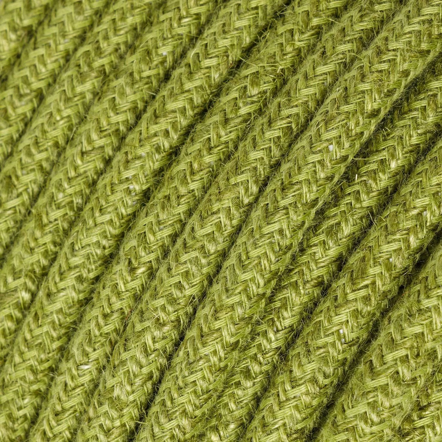 Cable eléctrico redondo recubierto de yute de color verde hierba