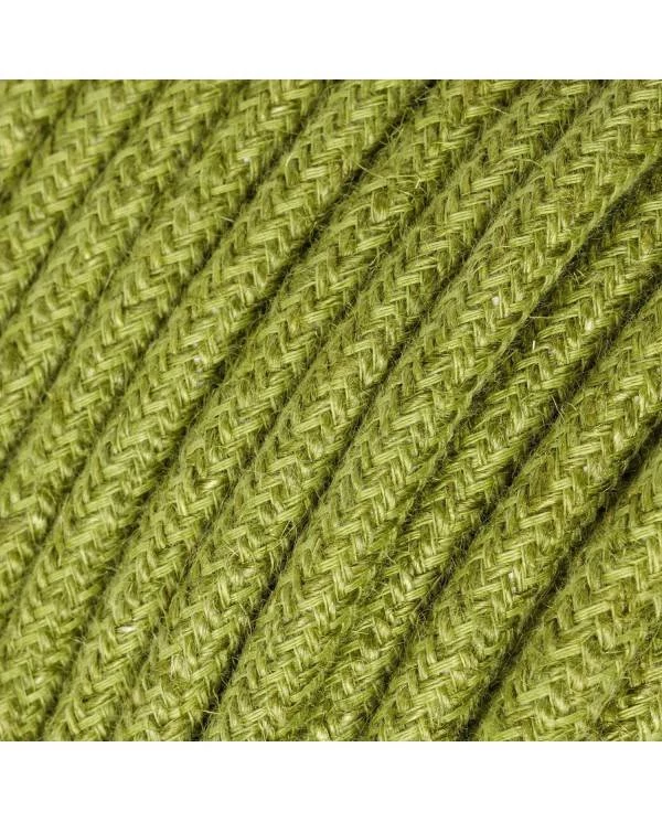 Cable eléctrico redondo recubierto de yute de color verde hierba
