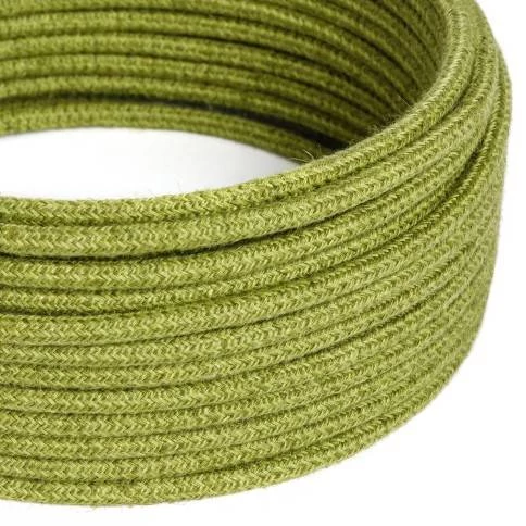 Cable eléctrico redondo recubierto de yute de color verde hierba