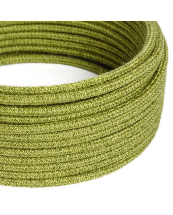 Cable eléctrico redondo recubierto de yute de color verde hierba