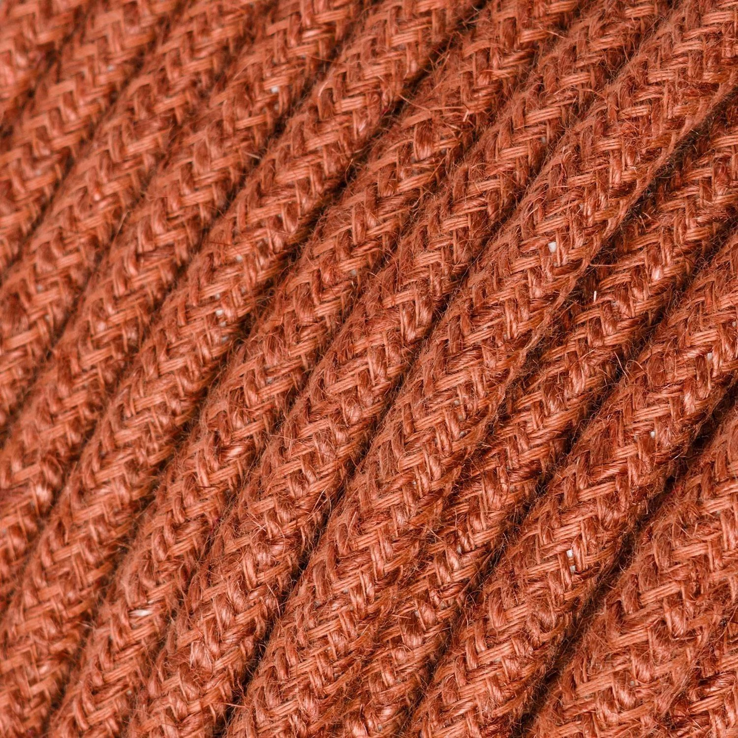 Cable eléctrico redondo recubierto de yute color Arcilla Naranja