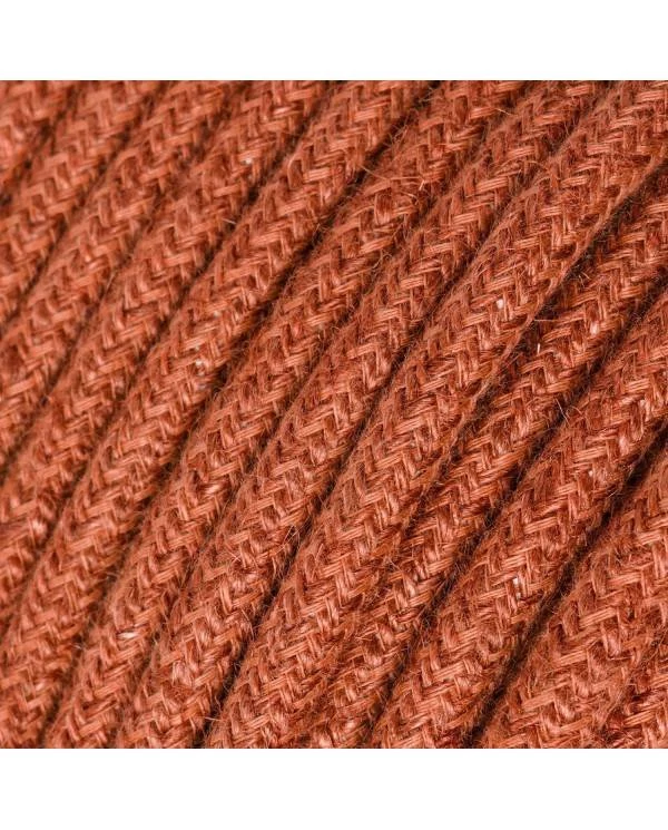Cable eléctrico redondo recubierto de yute color Arcilla Naranja