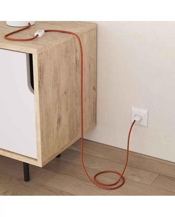 Cable eléctrico redondo recubierto de yute color Arcilla Naranja