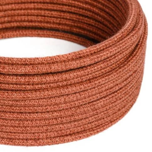 Cable eléctrico redondo recubierto de yute color Arcilla Naranja