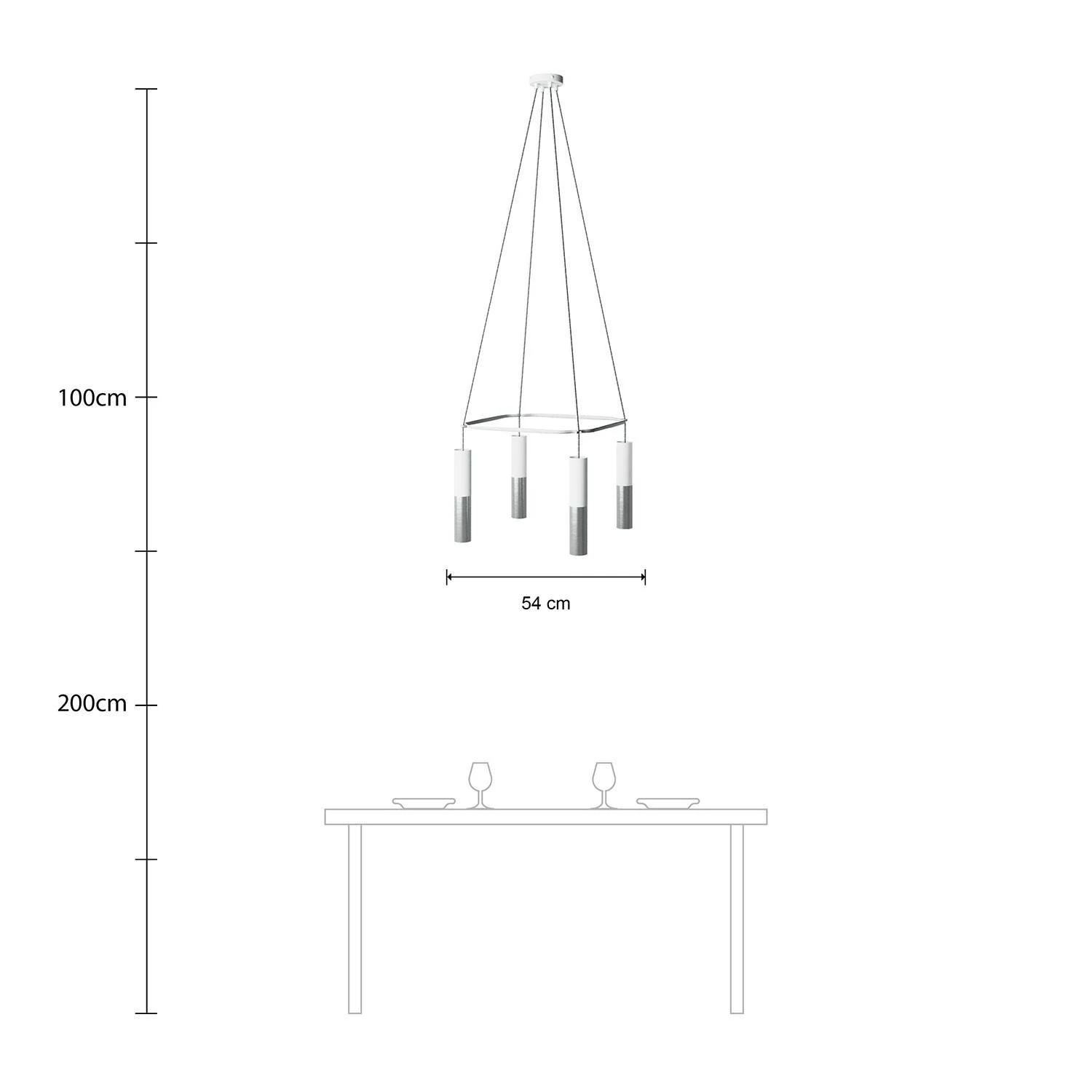 Cage Tub-E14 Lámpara de Araña de 4 caídas