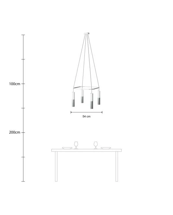Cage Tub-E14 Lámpara de Araña de 4 caídas