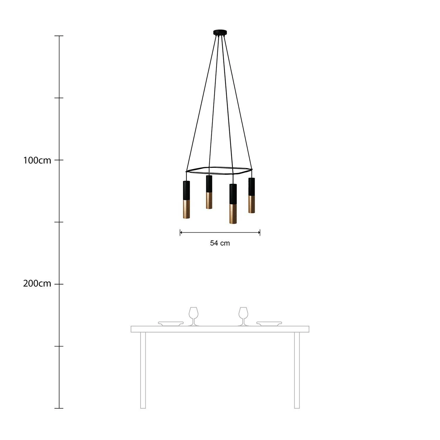 Cage Tub-E14 Lámpara de Araña de 4 caídas
