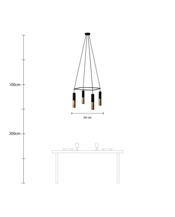 Cage Tub-E14 Lámpara de Araña de 4 caídas