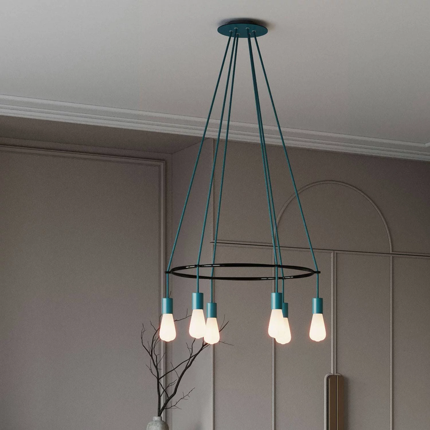 Cage Edison ST64 Lámpara de Araña a 6 caídas