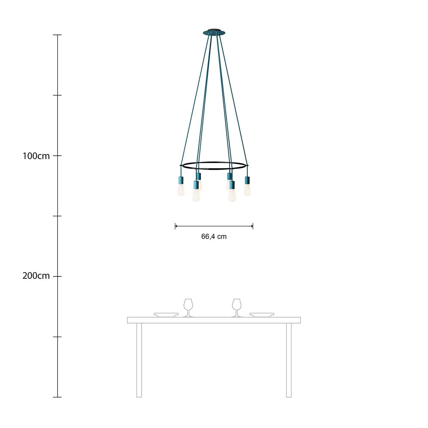 Cage Edison ST64 Lámpara de Araña a 6 caídas