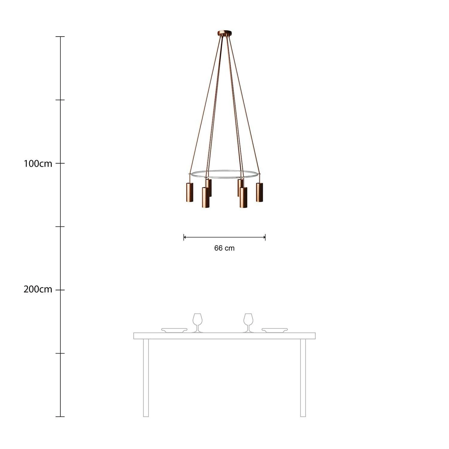 Cage Tub-E14 Lámpara de Araña a 6 caídas