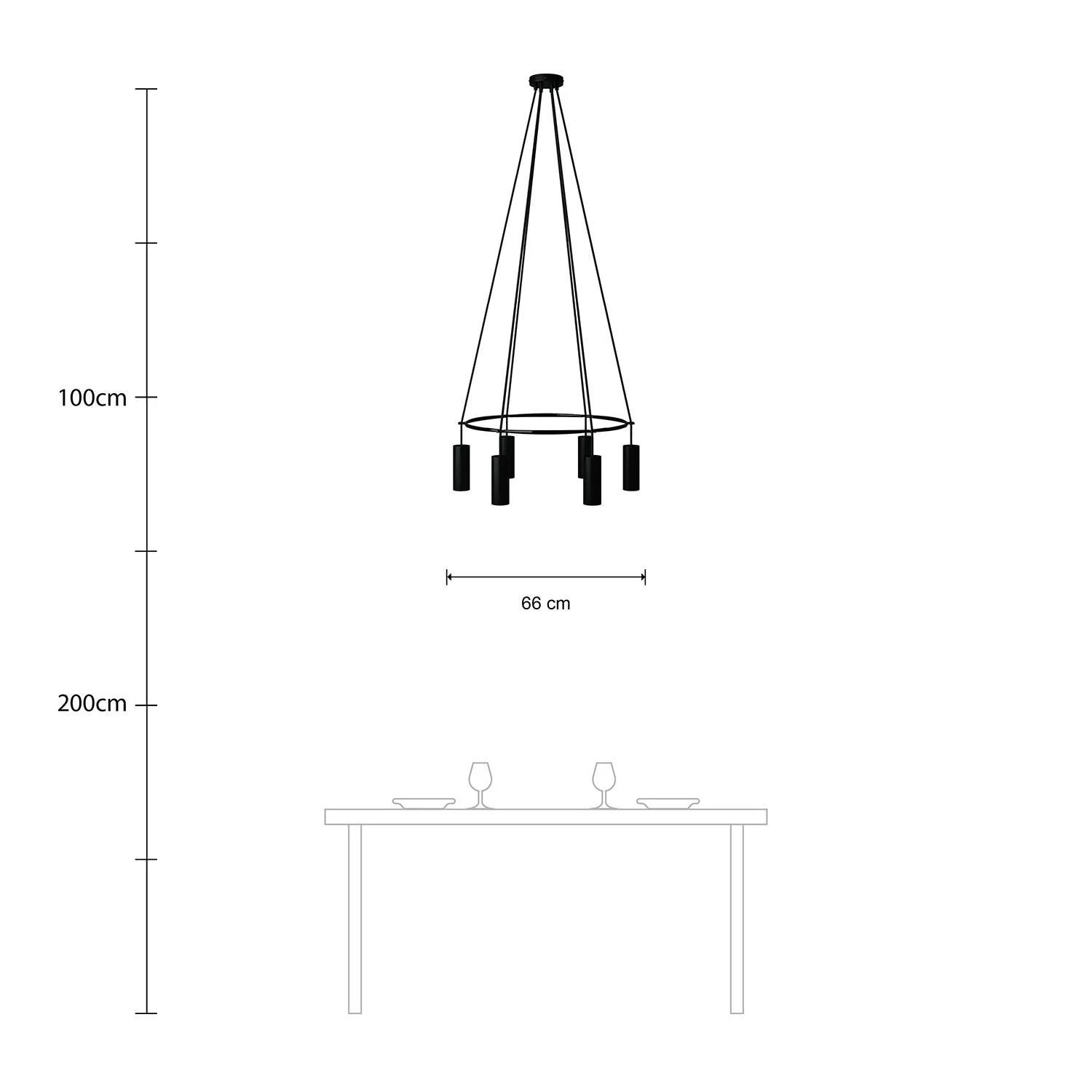 Cage Tub-E14 Lámpara de Araña a 6 caídas