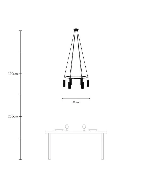 Cage Tub-E14 Lámpara de Araña a 6 caídas