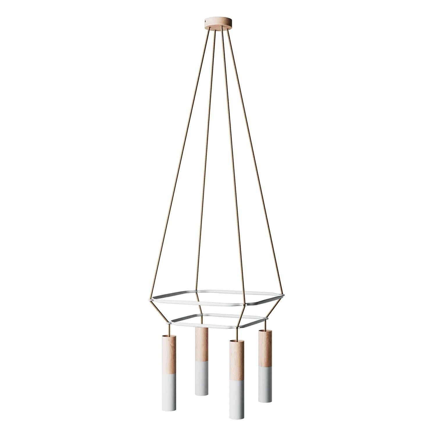 Cage Tub-E14 Lámpara de Araña de de 4 caídas
