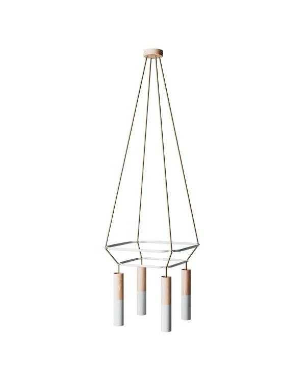 Cage Tub-E14 Lámpara de Araña de de 4 caídas
