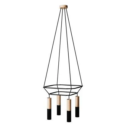 Cage Tub-E14 Lámpara de Araña de de 4 caídas