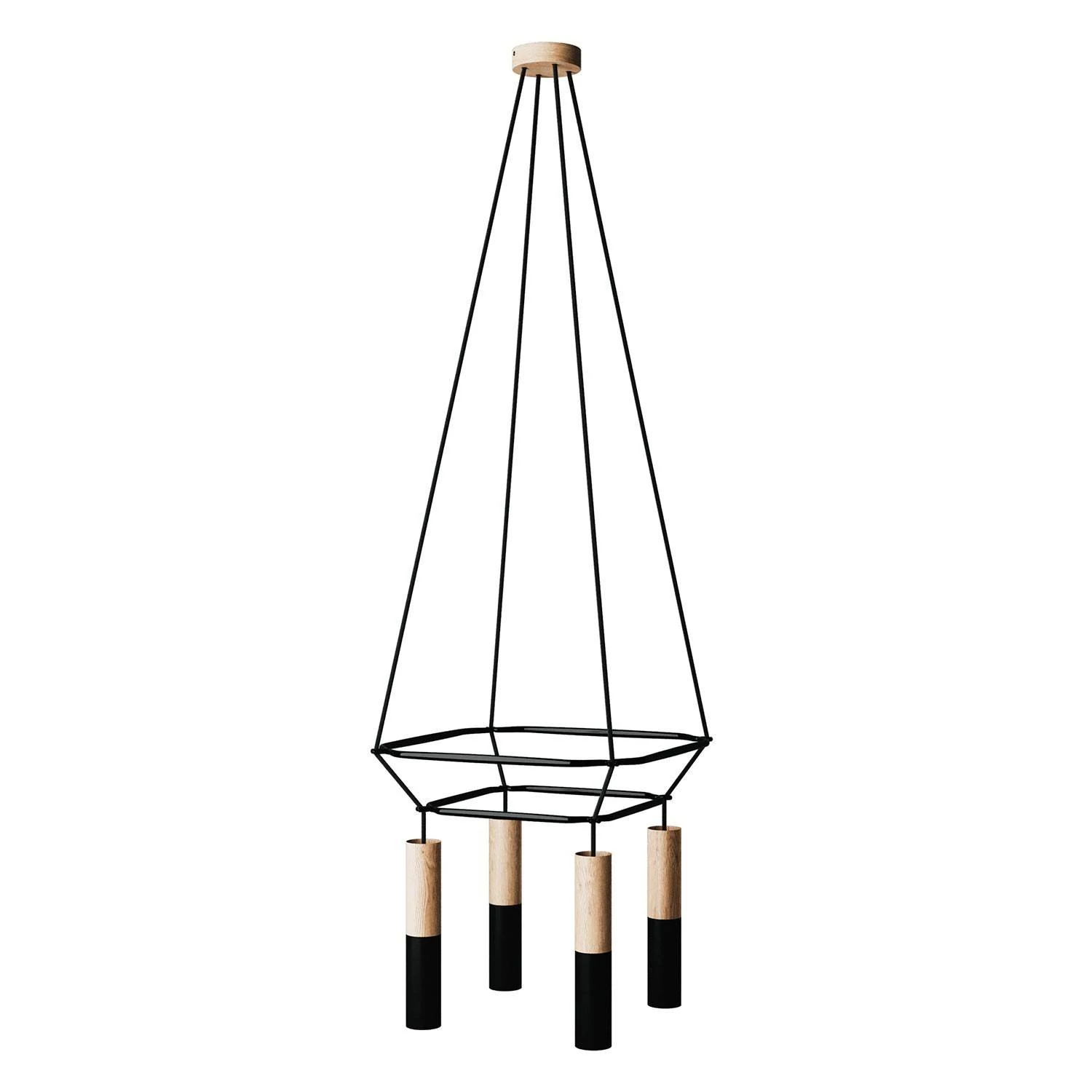 Cage Tub-E14 Lámpara de Araña de de 4 caídas
