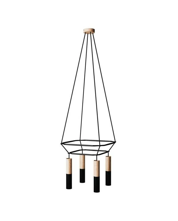 Cage Tub-E14 Lámpara de Araña de de 4 caídas
