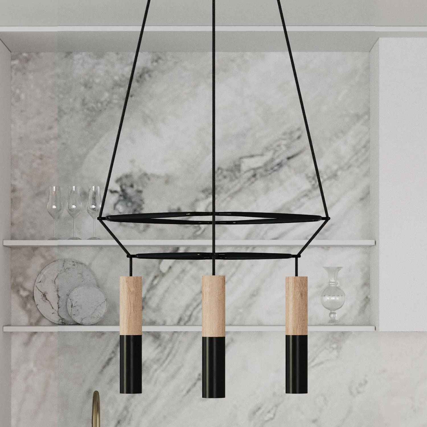 Cage Tub-E14 Lámpara de Araña de de 4 caídas