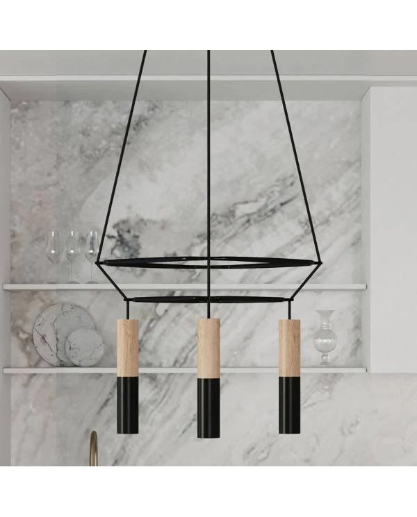 Cage Tub-E14 Lámpara de Araña de de 4 caídas