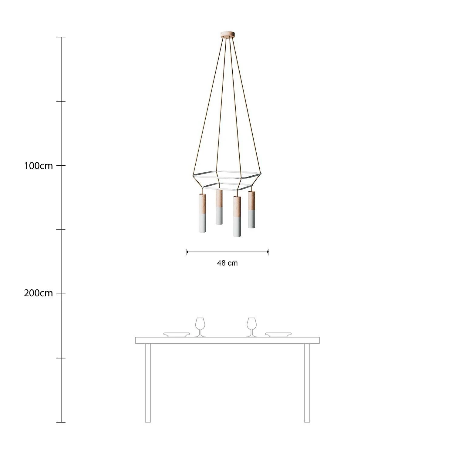 Cage Tub-E14 Lámpara de Araña de de 4 caídas