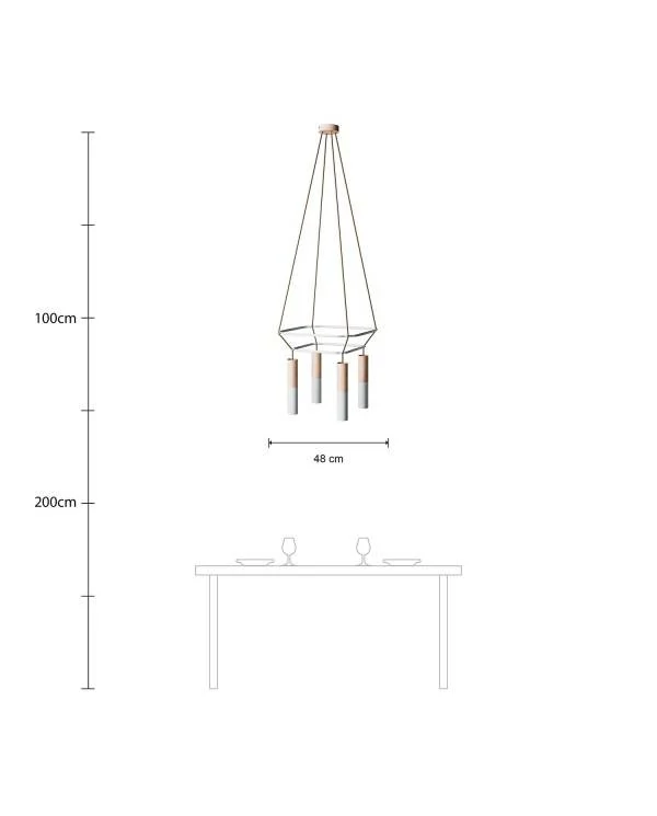 Cage Tub-E14 Lámpara de Araña de de 4 caídas
