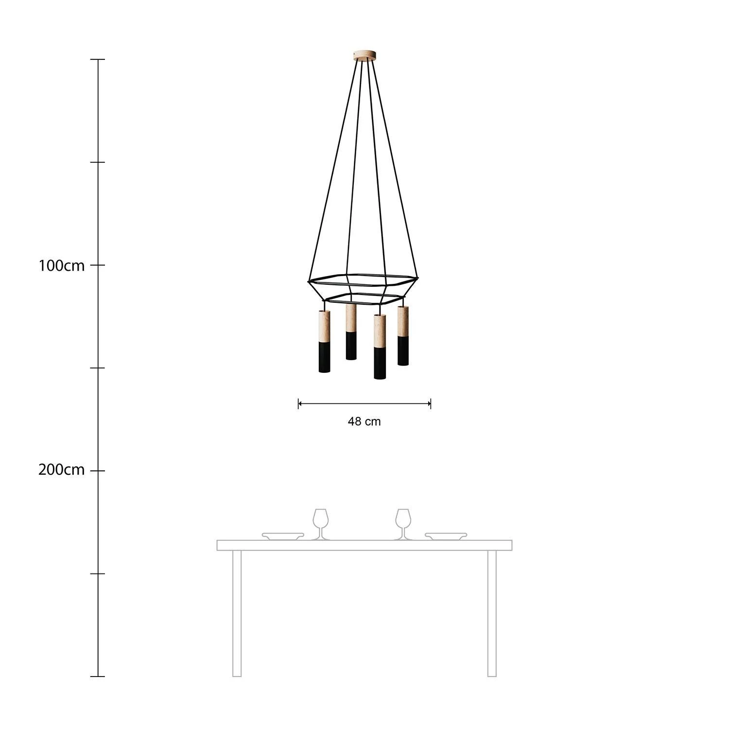 Cage Tub-E14 Lámpara de Araña de de 4 caídas