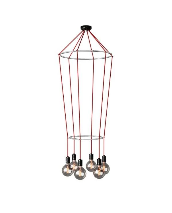 Cage Globo Lámpara de Araña de 6 caídas