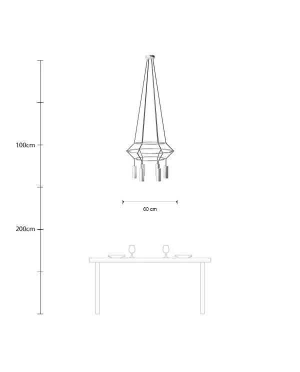 Cage Tub-E14 Lámpara de Araña de de 4 caídas