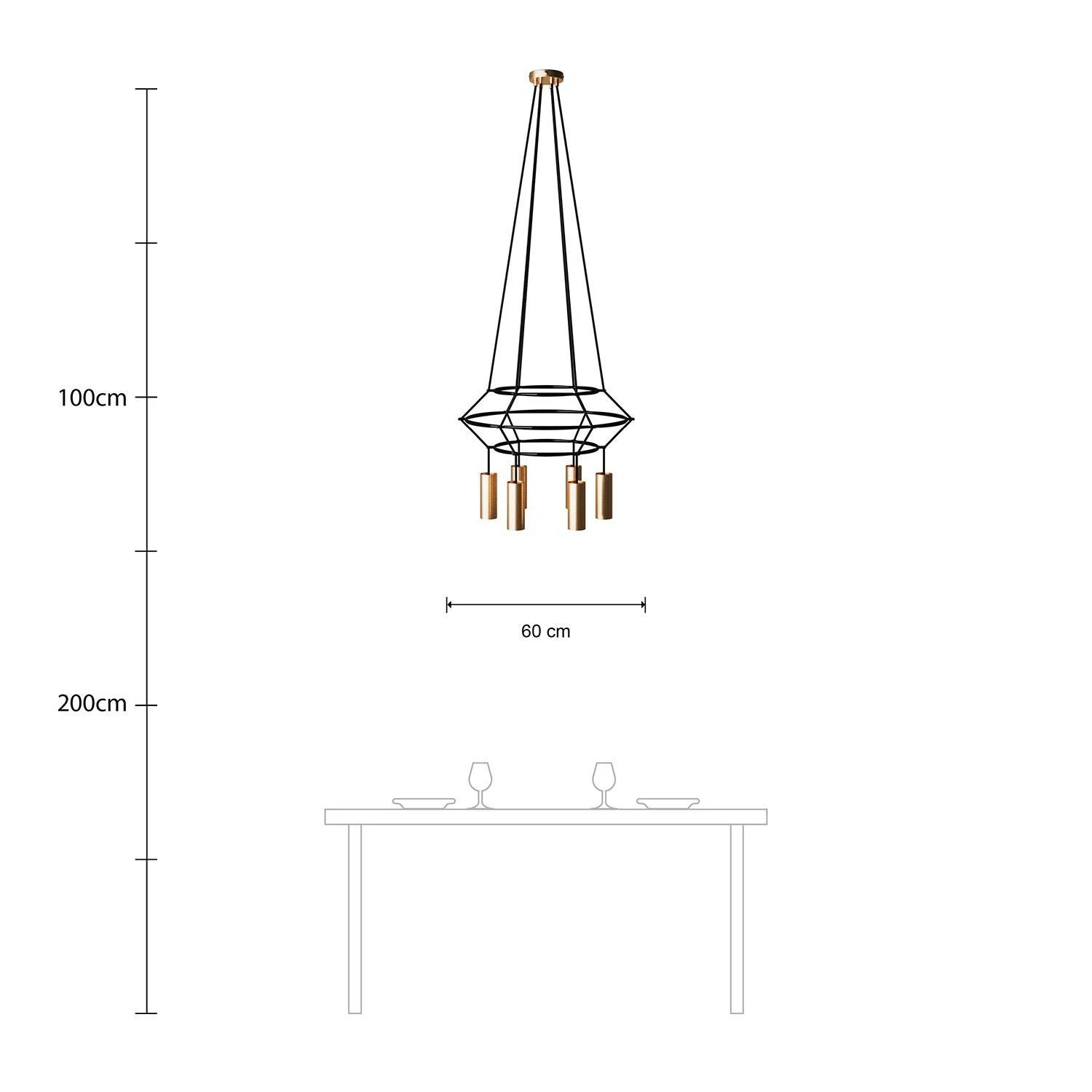 Cage Tub-E14 Lámpara de Araña de de 4 caídas