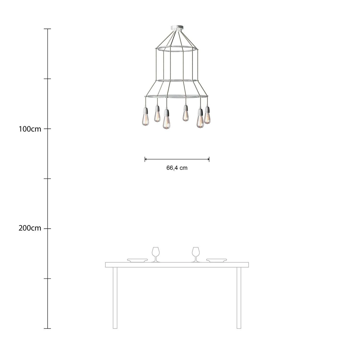 Cage Edison ST64 Lámpara de Araña a 6 caídas