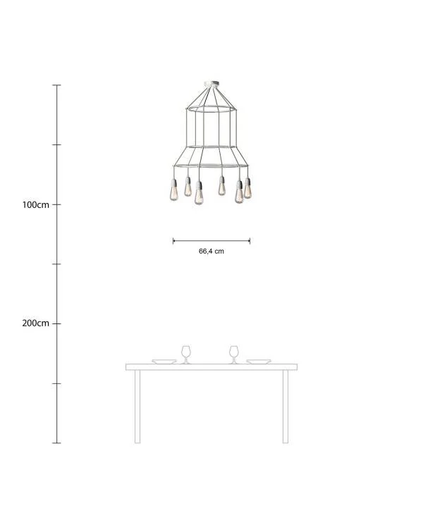 Cage Edison ST64 Lámpara de Araña a 6 caídas