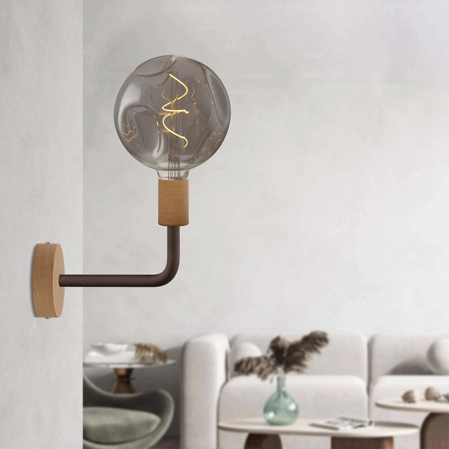 Lámpara Fermaluce Elle en madera con bombilla Bumped
