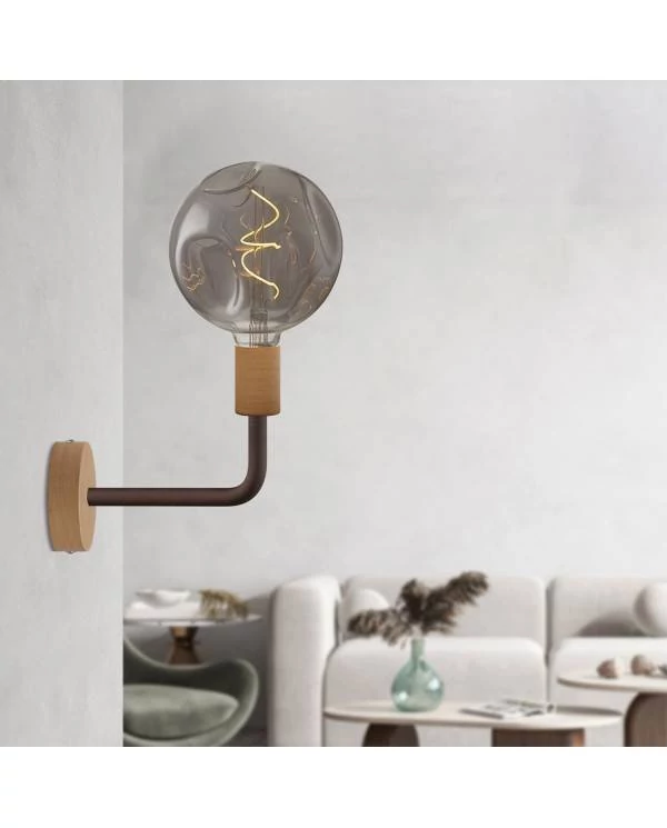 Lámpara Fermaluce Elle en madera con bombilla Bumped