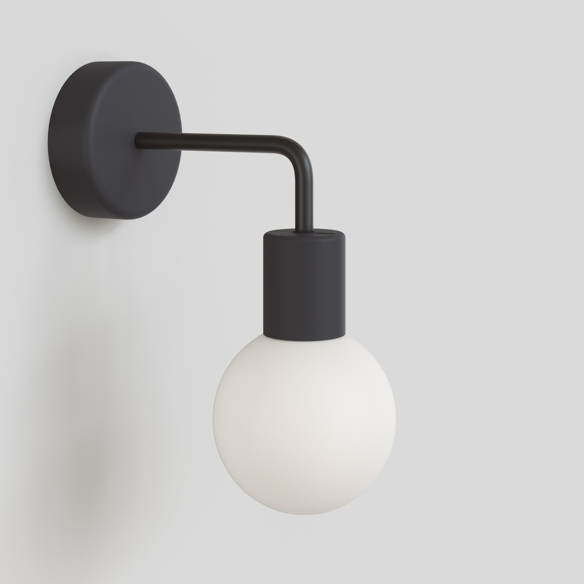 Applique da esterno Modulair IP65 con estensione a L e paralume a sfera infrangibile Unbreak-a-Ball - Nero