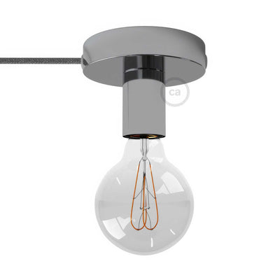 Spostaluce, el punto de luz en metal completo con cable textil y orificios laterales - Cromo