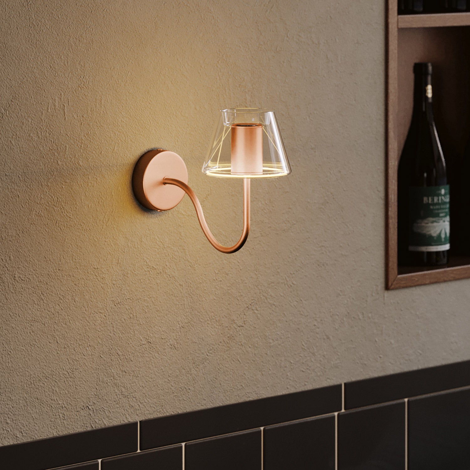 Tubo curvo de extensión en S para lámpara, 16,5 cm en metal - Cobre satinado