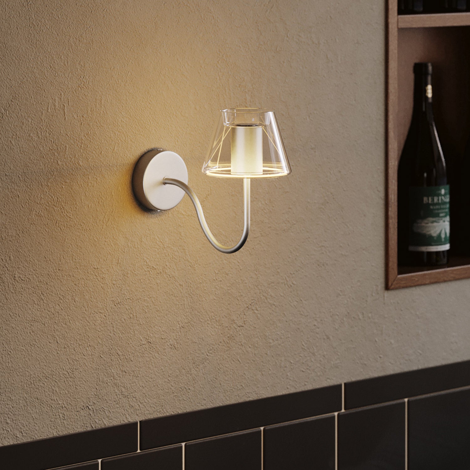 Tubo curvo de extensión en S para lámpara, 16,5 cm en metal - Titanio satinado