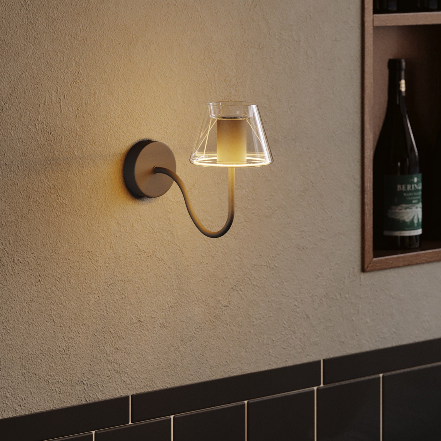 Tubo curvo de extensión en S para lámpara, 16,5 cm en metal - Negro